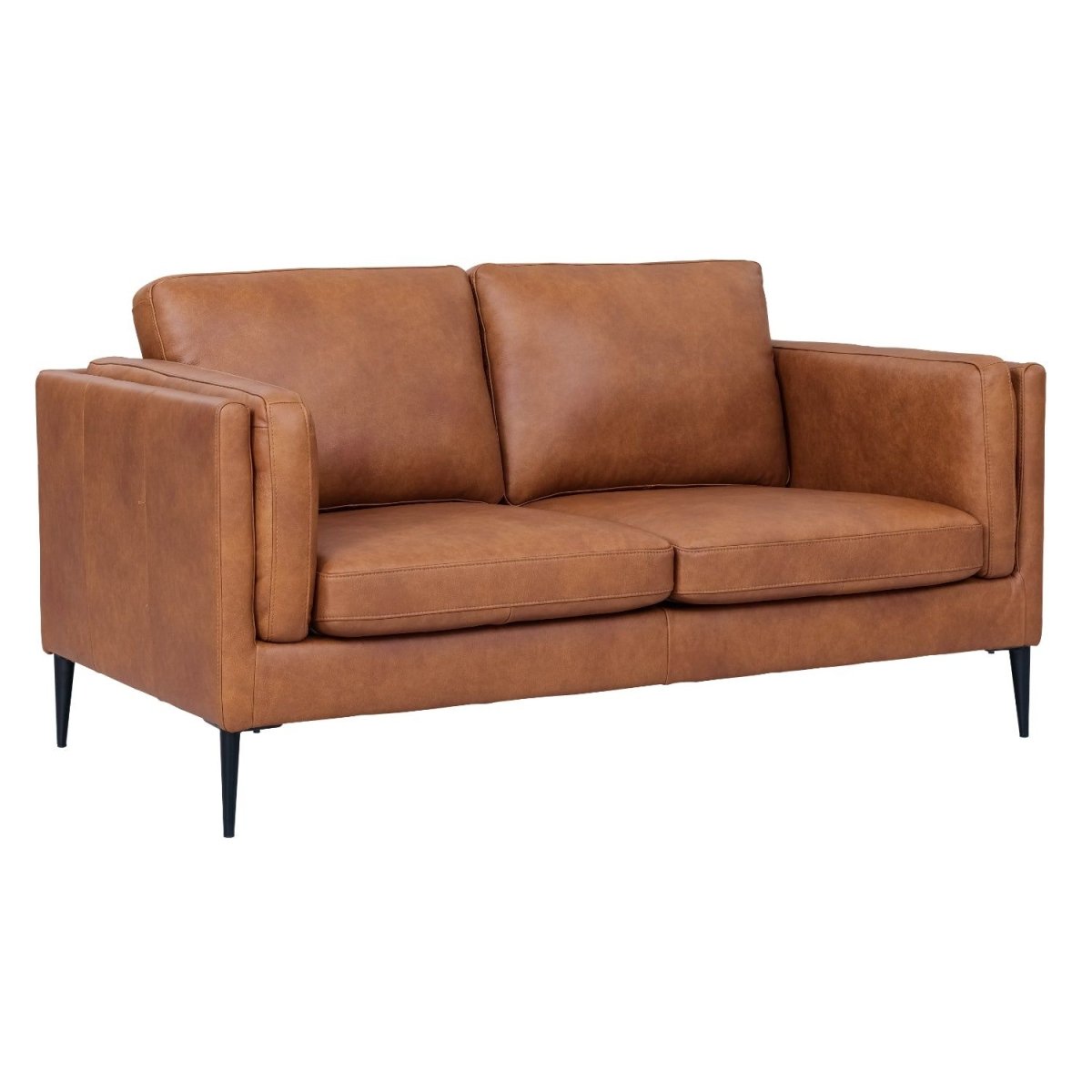 Valencia 2-Sitzer Ledersofa - Echtleder Cognac Braun - FURNHOUSE