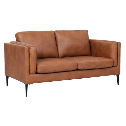 2-Sitzer Ledersofa Valencia Cognacbraun schräg von vorne
