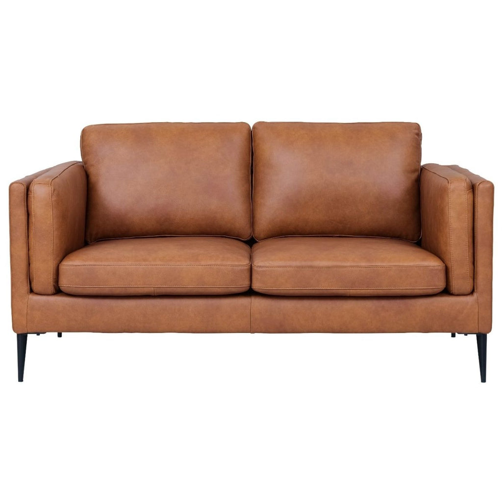 Valencia 2-Sitzer Ledersofa - Echtleder Cognac Braun - FURNHOUSE
