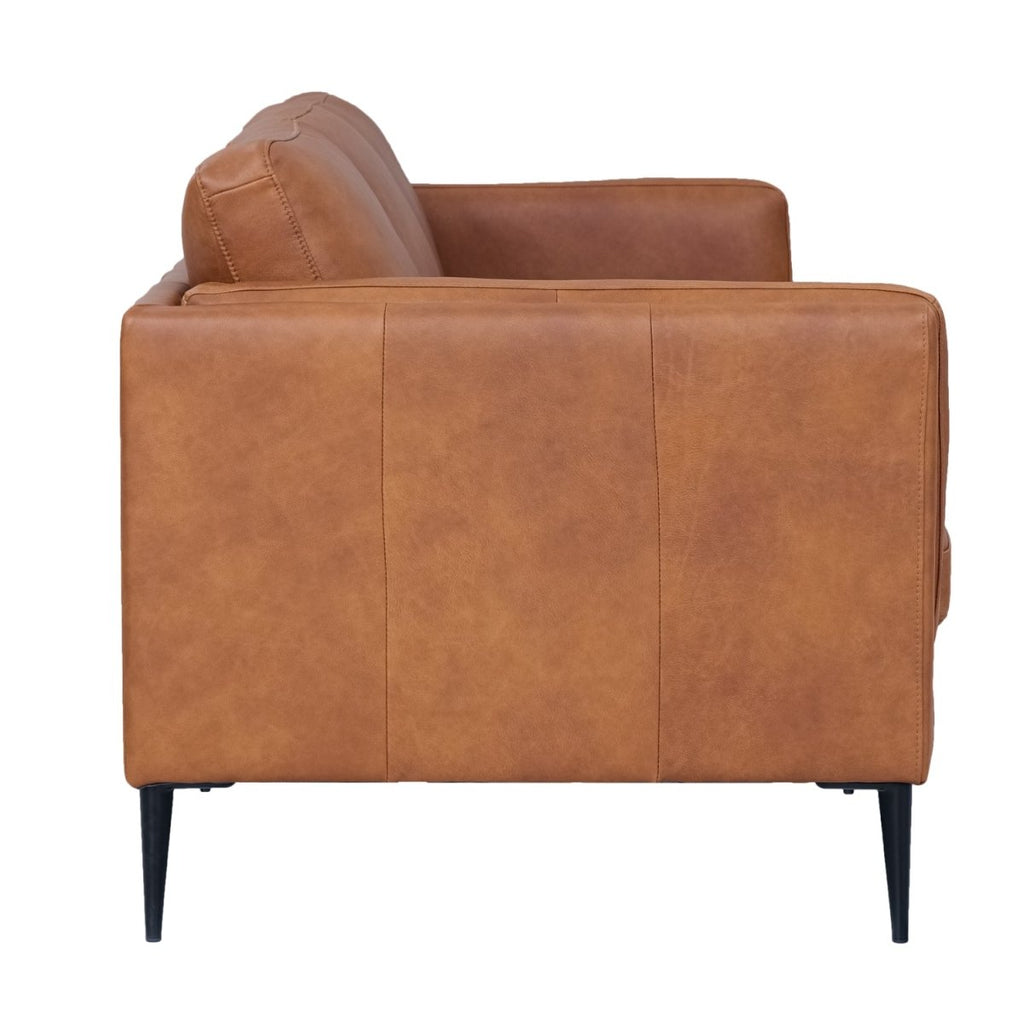 Valencia 3-Sitzer Ledersofa - Echtleder Cognac Braun - FURNHOUSE