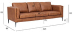 Valencia 3-Sitzer Ledersofa - Echtleder Cognac Braun - FURNHOUSE