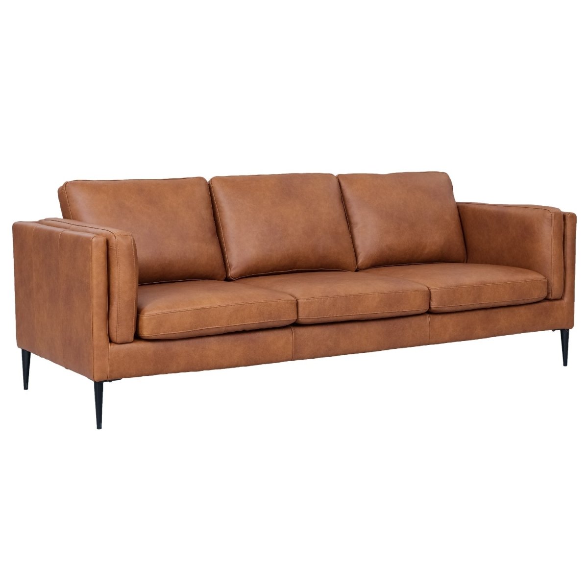 Valencia 3-Sitzer Ledersofa - Echtleder Cognac Braun - FURNHOUSE