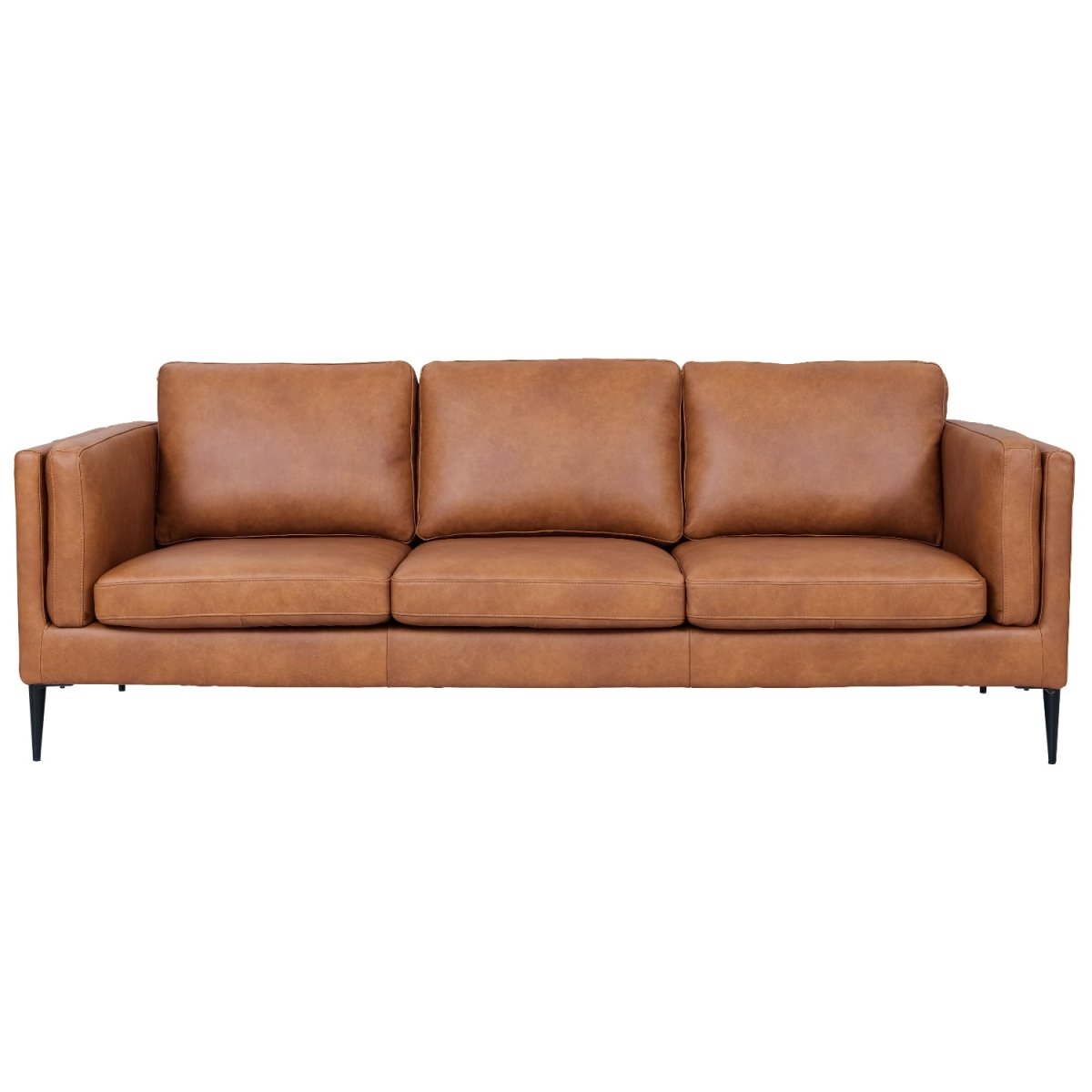 Valencia 3-Sitzer Ledersofa - Echtleder Cognac Braun - FURNHOUSE