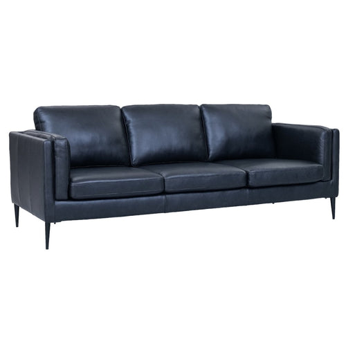 3-Sitzer Ledersofa Valencia Schwarz schräg von vorne