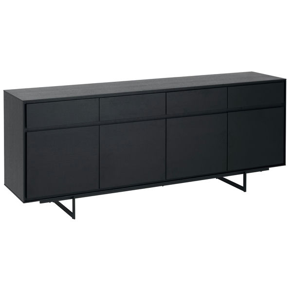 Sideboard Tokyo Schwarz 4 Türen 205x45x80 cm - FURNHOUSE