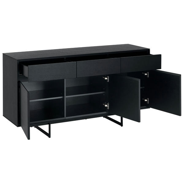 Sideboard Tokyo Schwarz mit 3 Türen 155x45x82 cm - FURNHOUSE
