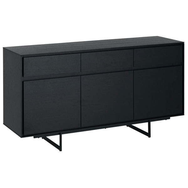 Sideboard Tokyo Schwarz mit 3 Türen 155x45x82 cm - FURNHOUSE