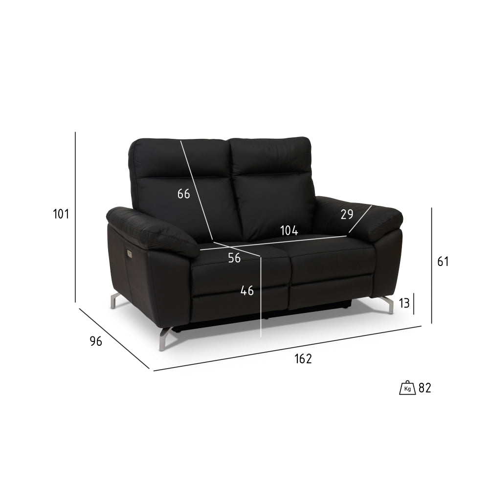 2-Sitzer Elektrisch Relaxsofa Selesta - Schwarz Leder - FURNHOUSE