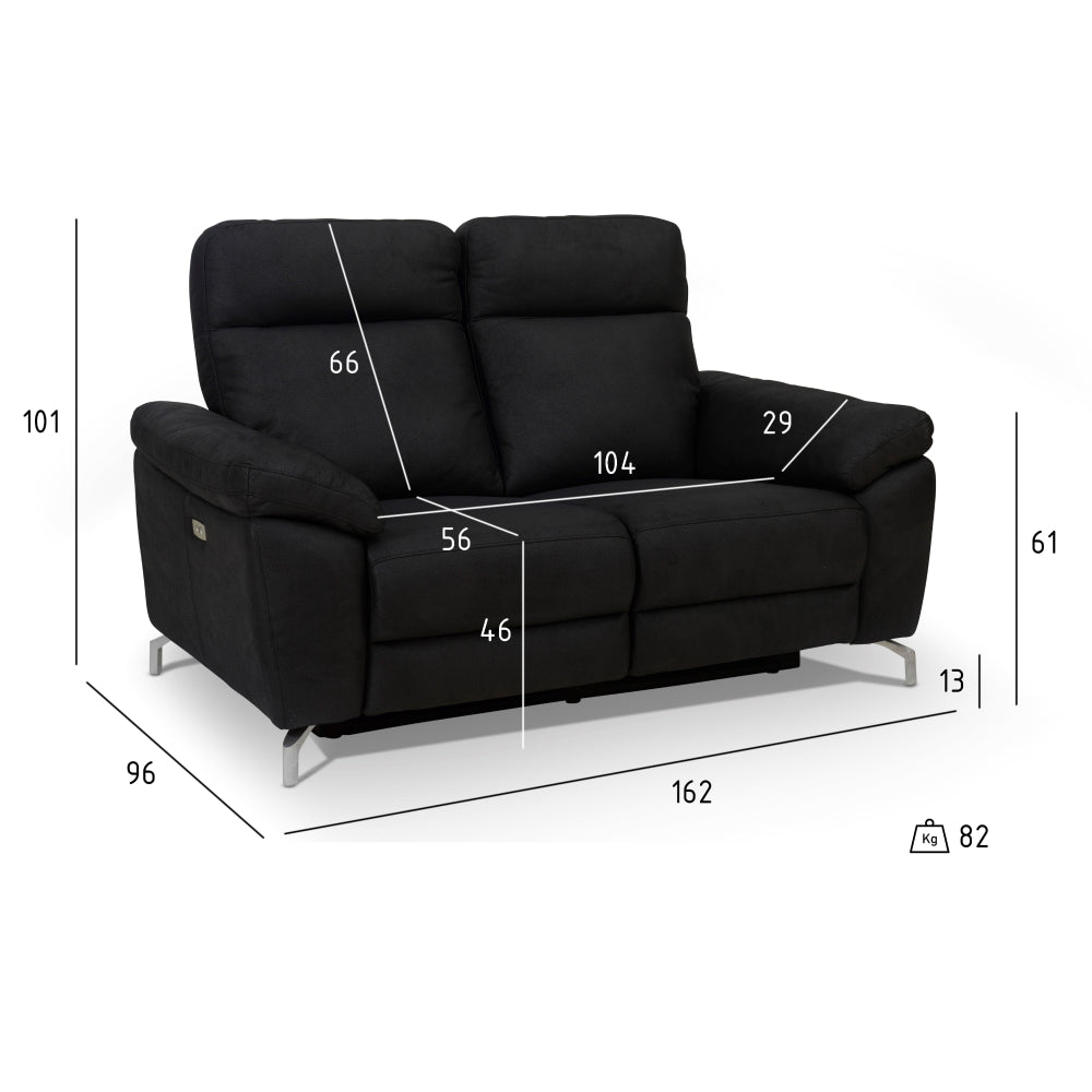 2-Sitzer Elektrisch Relaxsofa Selesta - Schwarz Stoff - FURNHOUSE