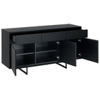 Tokyo Sideboard mit 3 Türen - 155 cm breit - Eiche Schwarz - FURNHOUSE