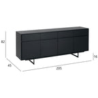 Tokyo Sideboard mit 4 Türen - 205 cm breit - Eiche Schwarz - FURNHOUSE