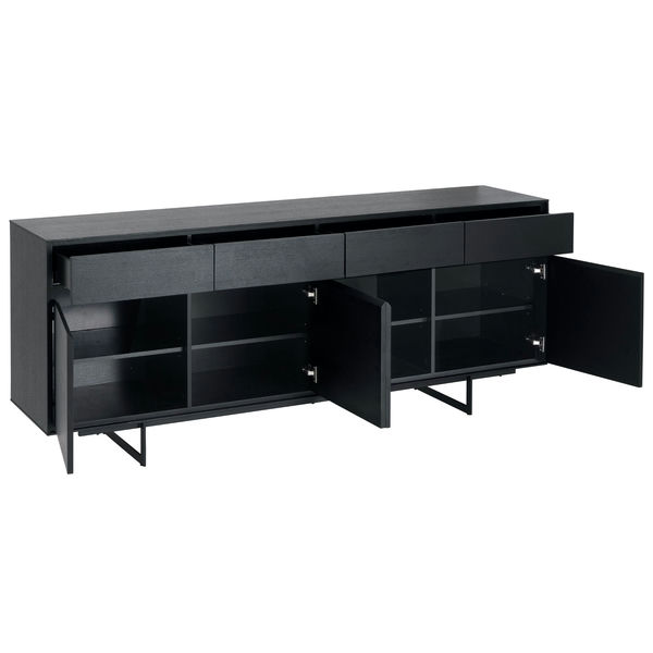 Tokyo Sideboard mit 4 Türen - 205 cm breit - Eiche Schwarz - FURNHOUSE